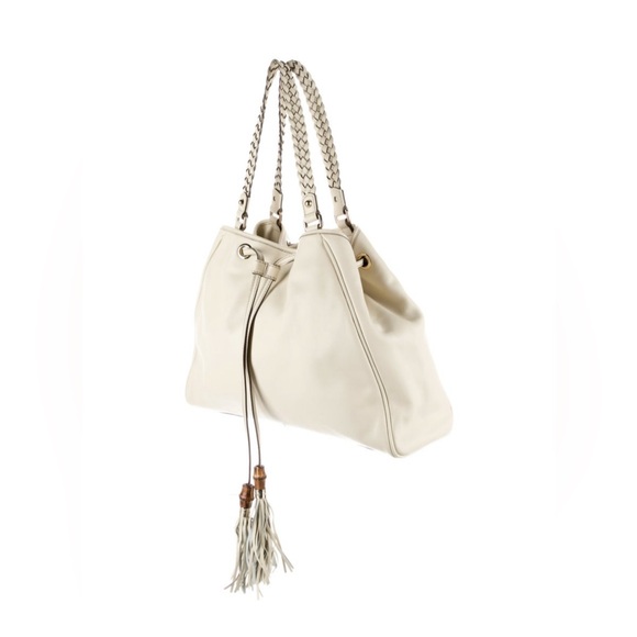 Gucci Peggy Leather Tote with Braided Handles and Bamboo with Tassels - Picture 4 of 17